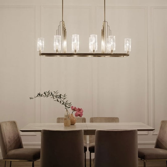 Kimrose 10 Light Linear Chandelier  Brushed Natural Brass