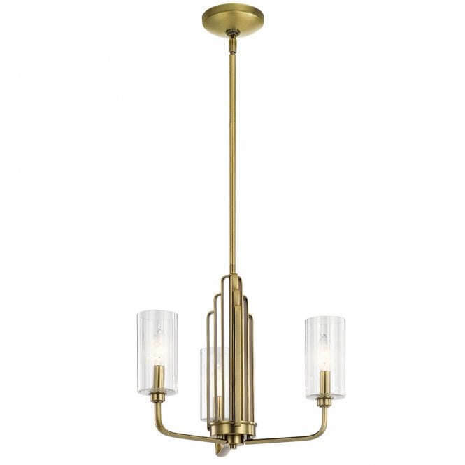 Kimrose 3 Light Chandelier   Brushed Natural Brass