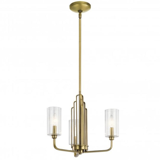 Kimrose 3 Light Chandelier   Brushed Natural Brass