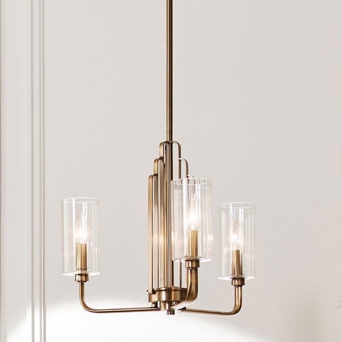 Kimrose 3 Light Chandelier   Brushed Natural Brass