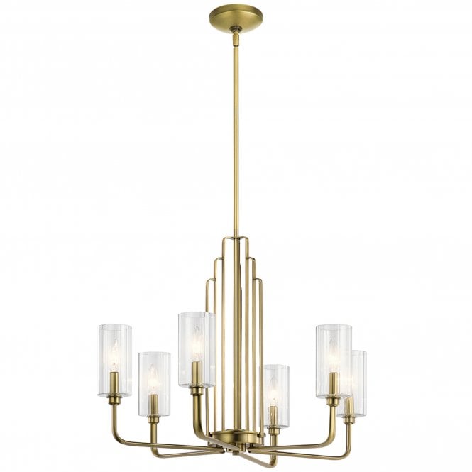Kimrose 6 Light Chandelier   Brushed Natural Brass