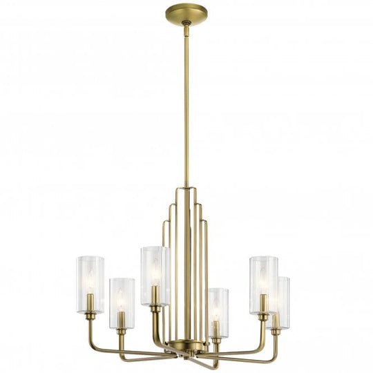 Kimrose 6 Light Chandelier   Brushed Natural Brass