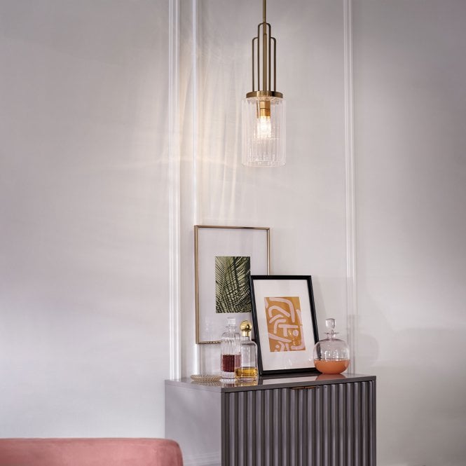 Kimrose 1 Light Mini Pendant  Brushed Natural Brass