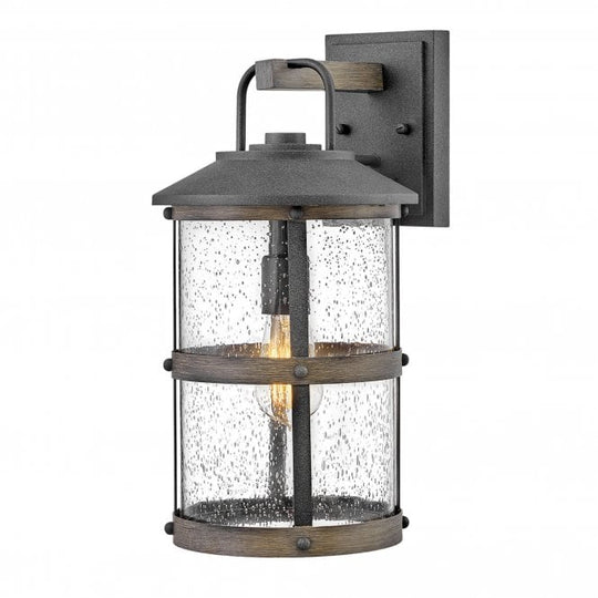 Lakehouse 1 Light Medium Wall Lantern Aged Zinc with Driftwood Grey