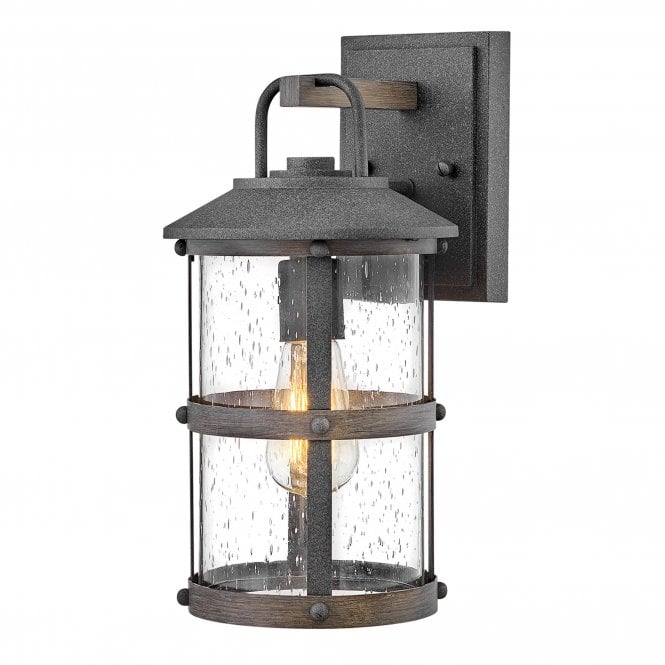 Lakehouse 1 Light Small Wall Lantern Aged Zinc with Driftwood Grey