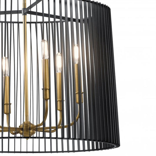 Linara 6 Light Chandelier/Pendant  Black & Natural Brass
