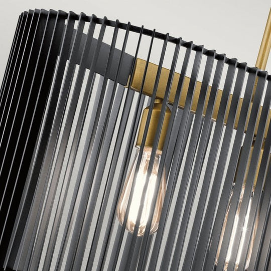 Linara 5 Light Linear Chandelier  Black & Natural Brass