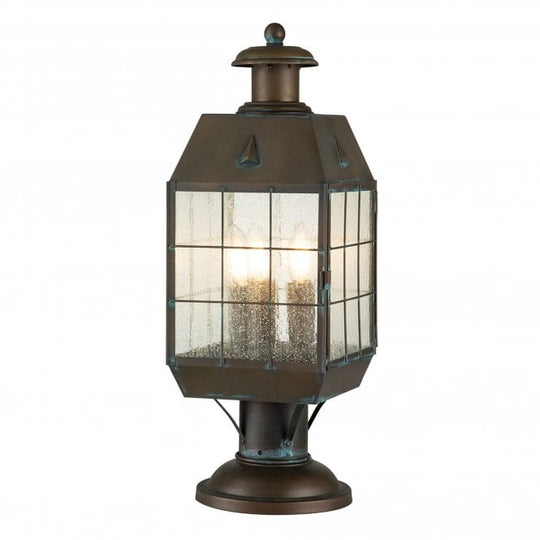 Nantucket 3 Light Large Pedestal Lantern  Antique Brass