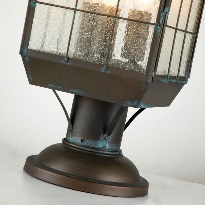 Nantucket 3 Light Large Pedestal Lantern  Antique Brass