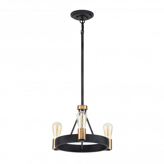Silas  3 Light Pendant/ Semi-Flush Aged Zinc & Heritage Brass