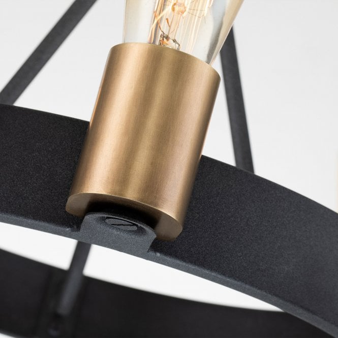 Silas  3 Light Pendant/ Semi-Flush Aged Zinc & Heritage Brass
