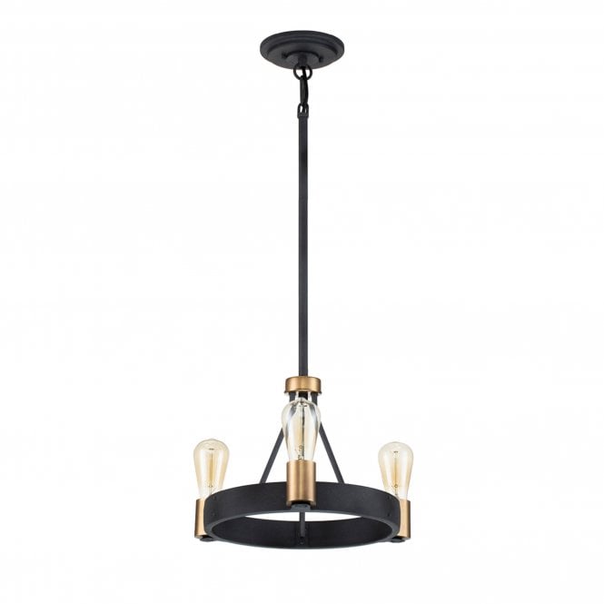 Silas  3 Light Pendant/ Semi-Flush Aged Zinc & Heritage Brass