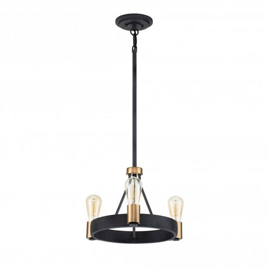 Silas  3 Light Pendant/ Semi-Flush Aged Zinc & Heritage Brass