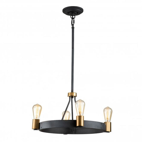 Silas  4 Light Pendant/ Semi-Flush Aged Zinc & Heritage Brass