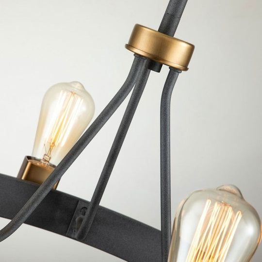 Silas  4 Light Pendant/ Semi-Flush Aged Zinc & Heritage Brass
