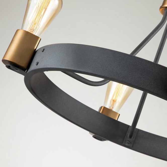 Silas  4 Light Pendant/ Semi-Flush Aged Zinc & Heritage Brass