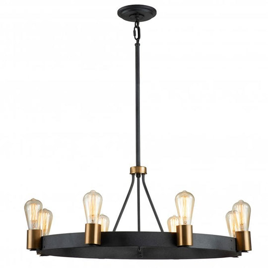 Silas  8 Light Pendant/ Semi-Flush Aged Zinc & Heritage Brass