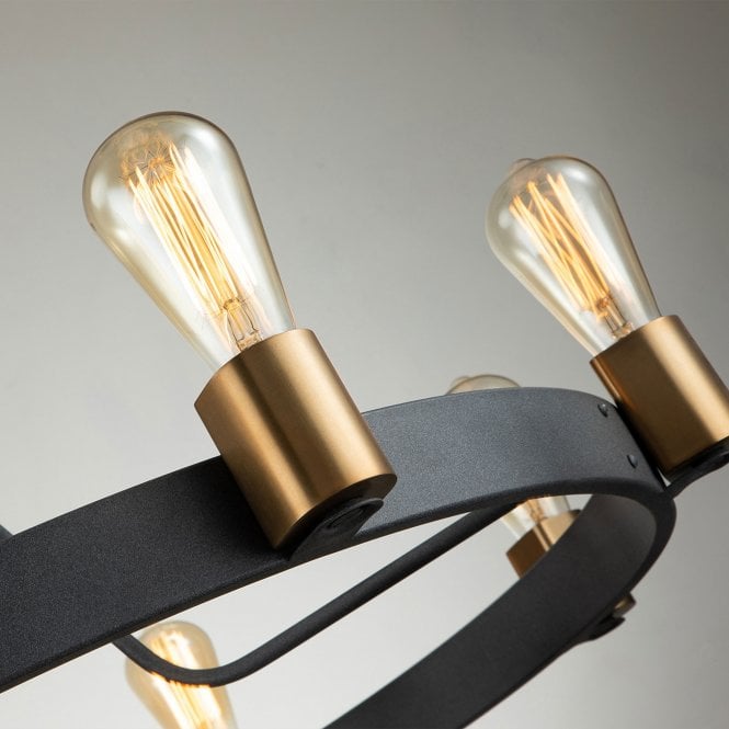Silas  8 Light Pendant/ Semi-Flush Aged Zinc & Heritage Brass