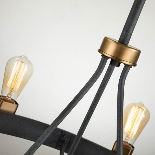 Silas  8 Light Pendant/ Semi-Flush Aged Zinc & Heritage Brass