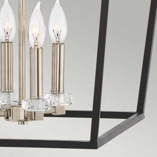 Stinson 4 Light Large Pendant/ Semi-Flush Black with Polished Nickel