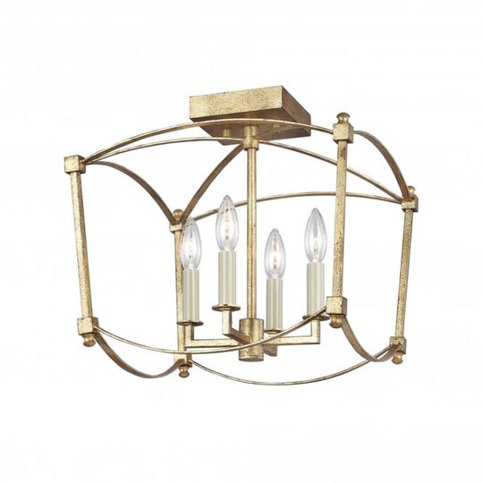 Thayer 4 Light Semi-Flush Mount Antique Gild