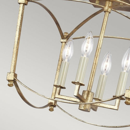 Thayer 4 Light Semi-Flush Mount Antique Gild