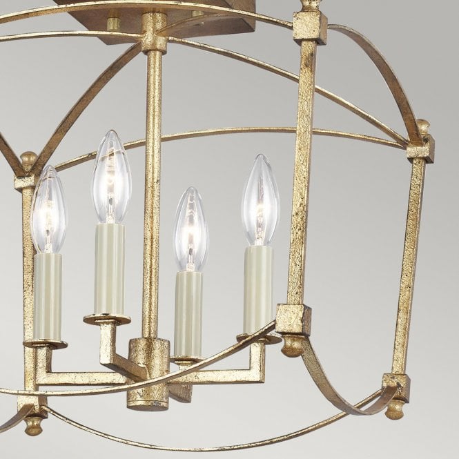 Thayer 4 Light Semi-Flush Mount Antique Gild