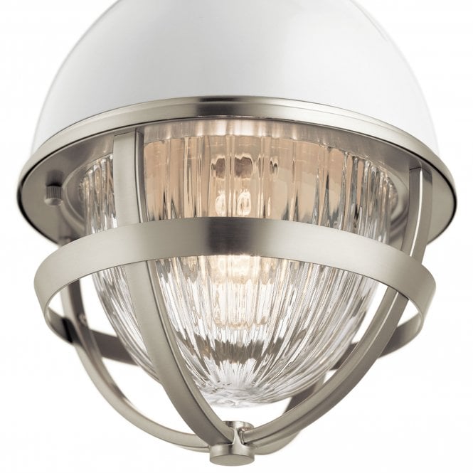 Tollis 1 Light Mini Pendant  Brushed Nickel & White