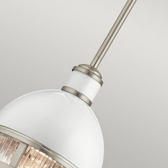 Tollis 1 Light Mini Pendant  Brushed Nickel & White