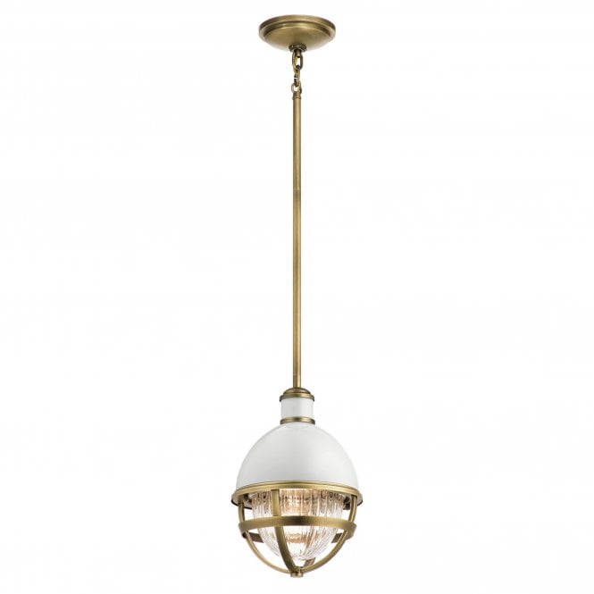 Tollis 1 Light Mini Pendant  Natural Brass & White