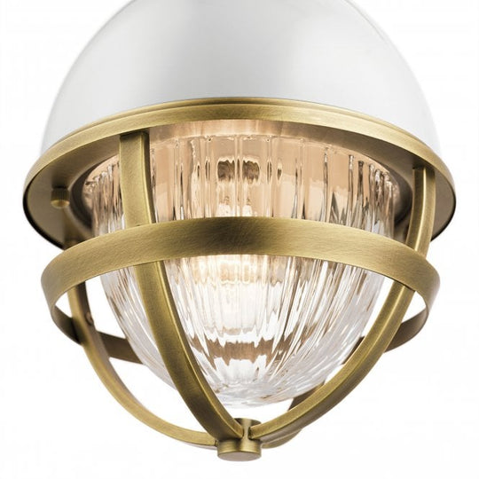 Tollis 1 Light Mini Pendant  Natural Brass & White