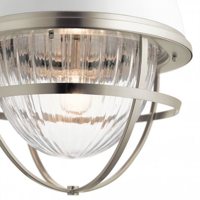 Tollis 1 Light Pendant  Brushed Nickel & White