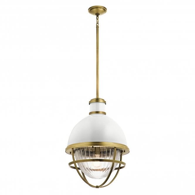 Tollis 1 Light Pendant  Natural Brass & White