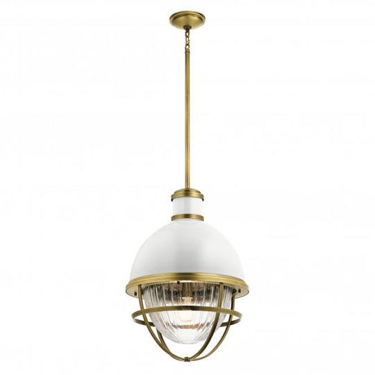Tollis 1 Light Pendant  Natural Brass & White