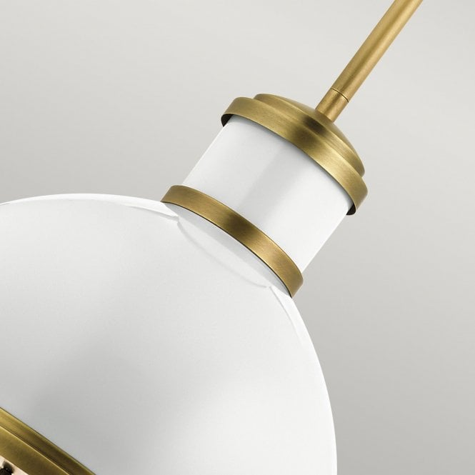 Tollis 1 Light Pendant  Natural Brass & White