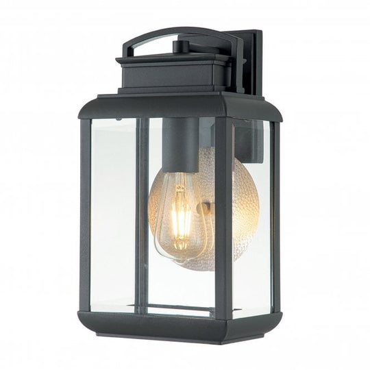 Byron 1 Light Medium Wall Lantern Graphite with Pewter Reflector