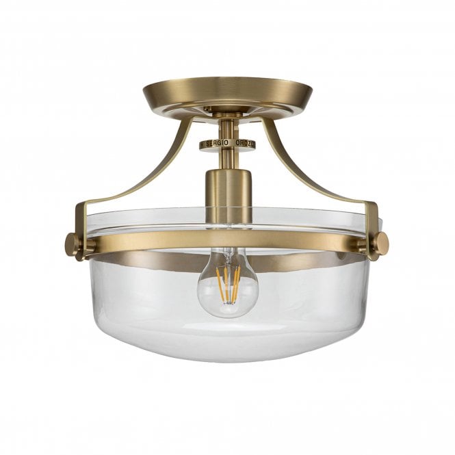 Penn Station 1 Light Semi Flush - Brushed Brass Brushed Brass Brushed Brass