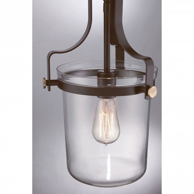 Penn Station 1 Light Mini Pendant Western Bronze Western Bronze
