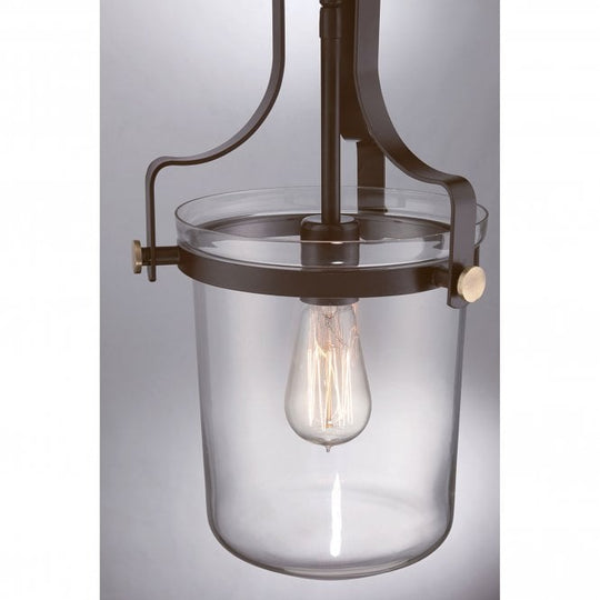 Penn Station 1 Light Mini Pendant Western Bronze Western Bronze