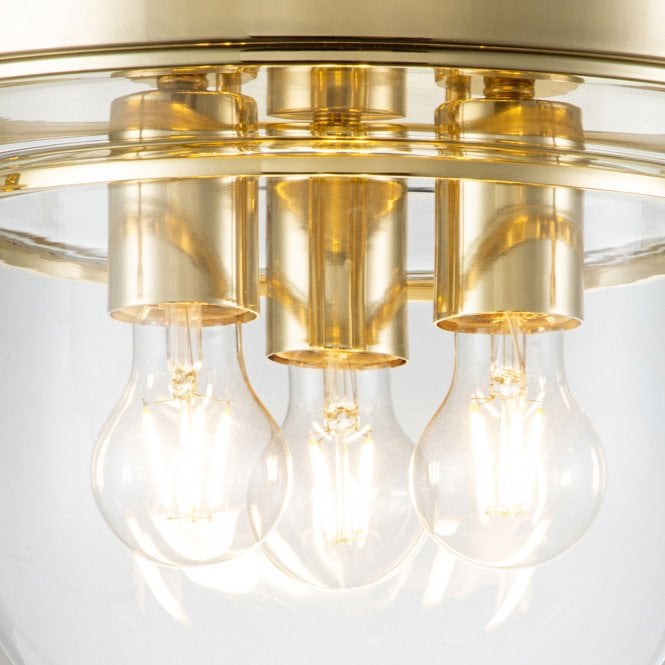 Whistling 3 Light Flush Mount Polished Gold or Brass