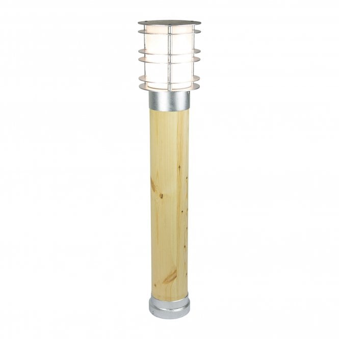 Stockholm Large Bollard Natural Wood & Galvanized
