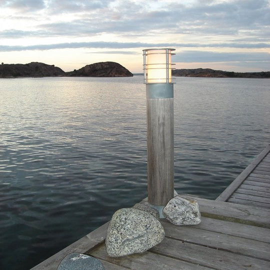 Stockholm Large Bollard Natural Wood & Galvanized