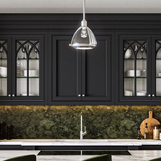 Elroy Single Pendant Light Ribbed Optic Glass Brushed Nickel