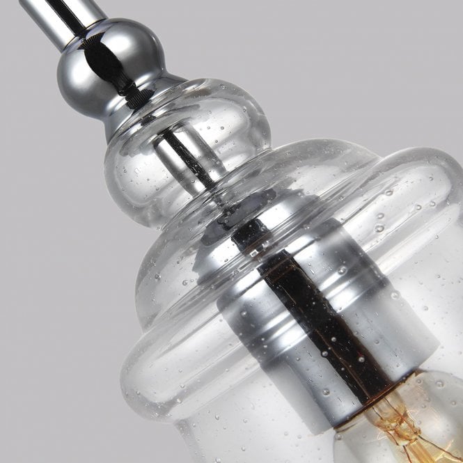Loras Mini Pendant Light Polished Chrome Clear Seeded Glass