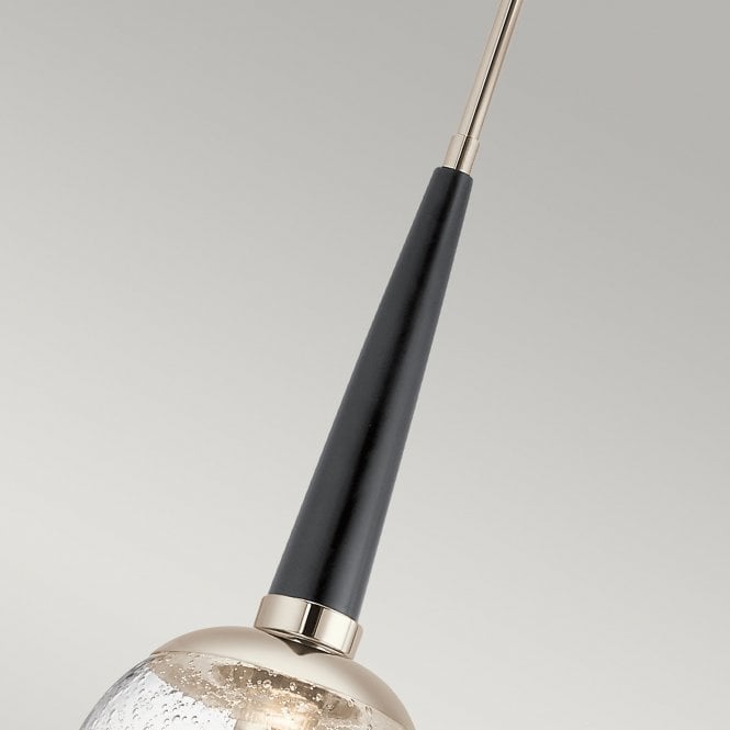 Marilyn Single Pendant Polished Nickel Seeded Glass