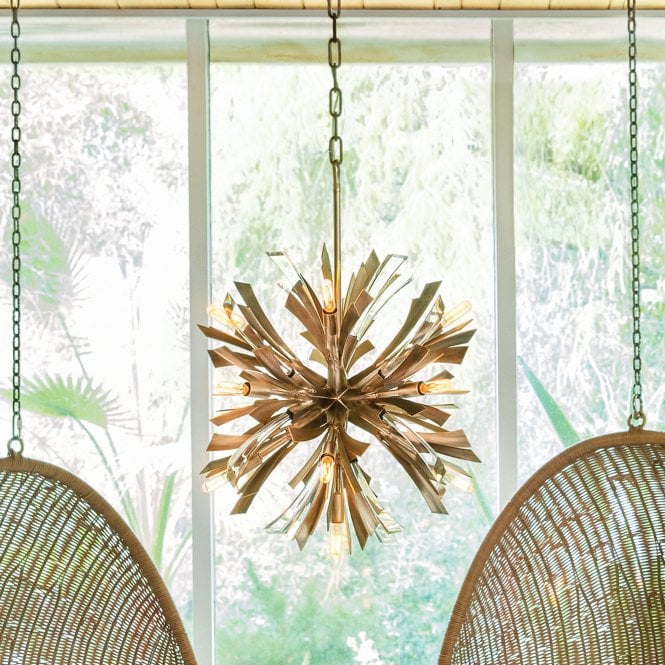 Vida 13 Light Small Crystal Pendant Light Burnished Gold